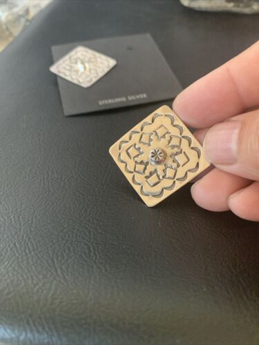 Navajo Stamped Square Earrings | Sterling Silver | Authentic Native American Handmade | 1198