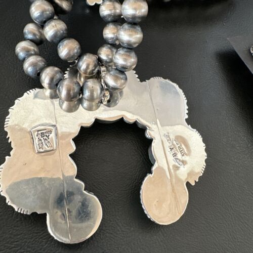 Navajo Ultra Rare Green Sonoran Gold Turquoise Squash Blossom Necklace Set | Sterling Silver | 17208