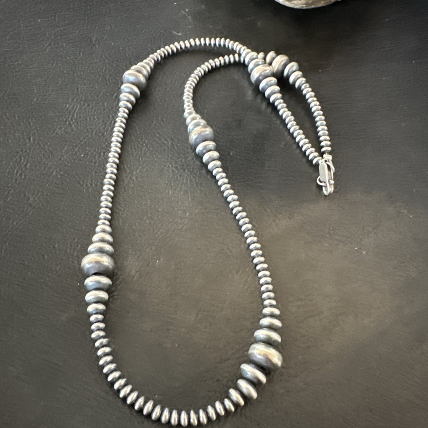 Designer Rondelle Flat Saucer Sterling Silver 20” Necklace 18935