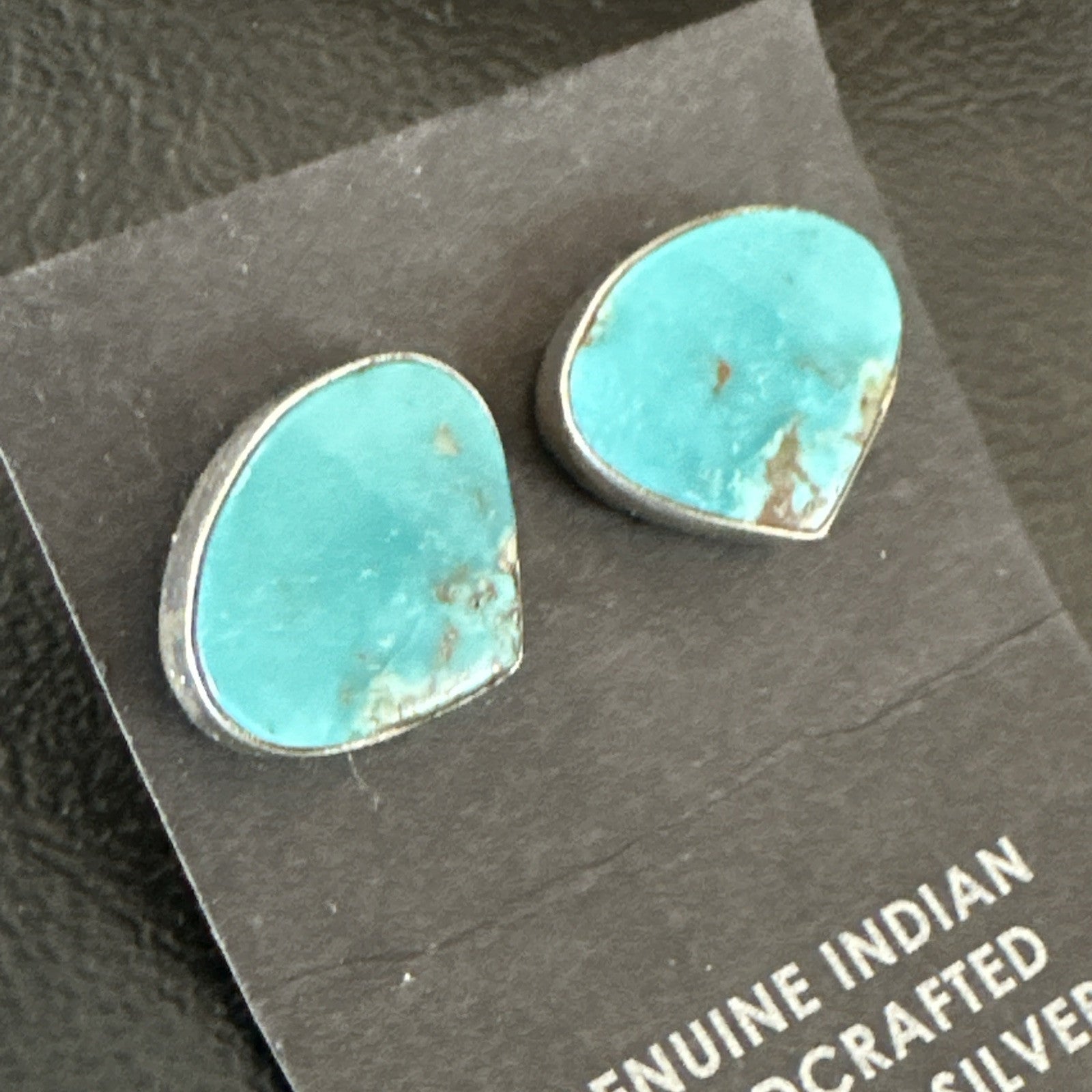 Blue Kingman Turquoise Navajo Sterling Silver Post Stud Earrings 18942