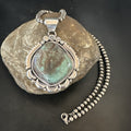 Yazzie Navajo Blue Rustic Turquoise Necklace Pendant | Sterling Silver | Authentic Native American Handmade | 18970