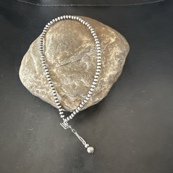 ANKLET Beads Necklace 3mm 10" | Sterling Silver | Authentic Native American Handmade | 90310