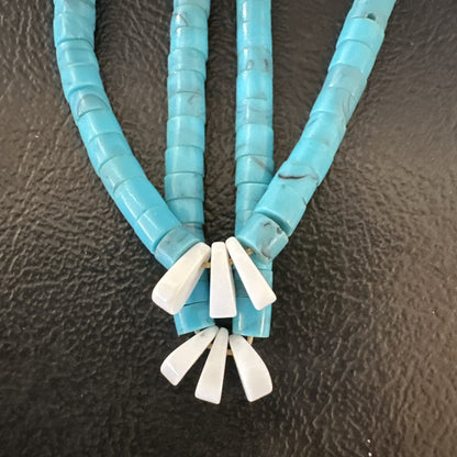 Long Blue Turquoise White Santo Domingo Sterling Silver Dangle Earrings 5" 18899