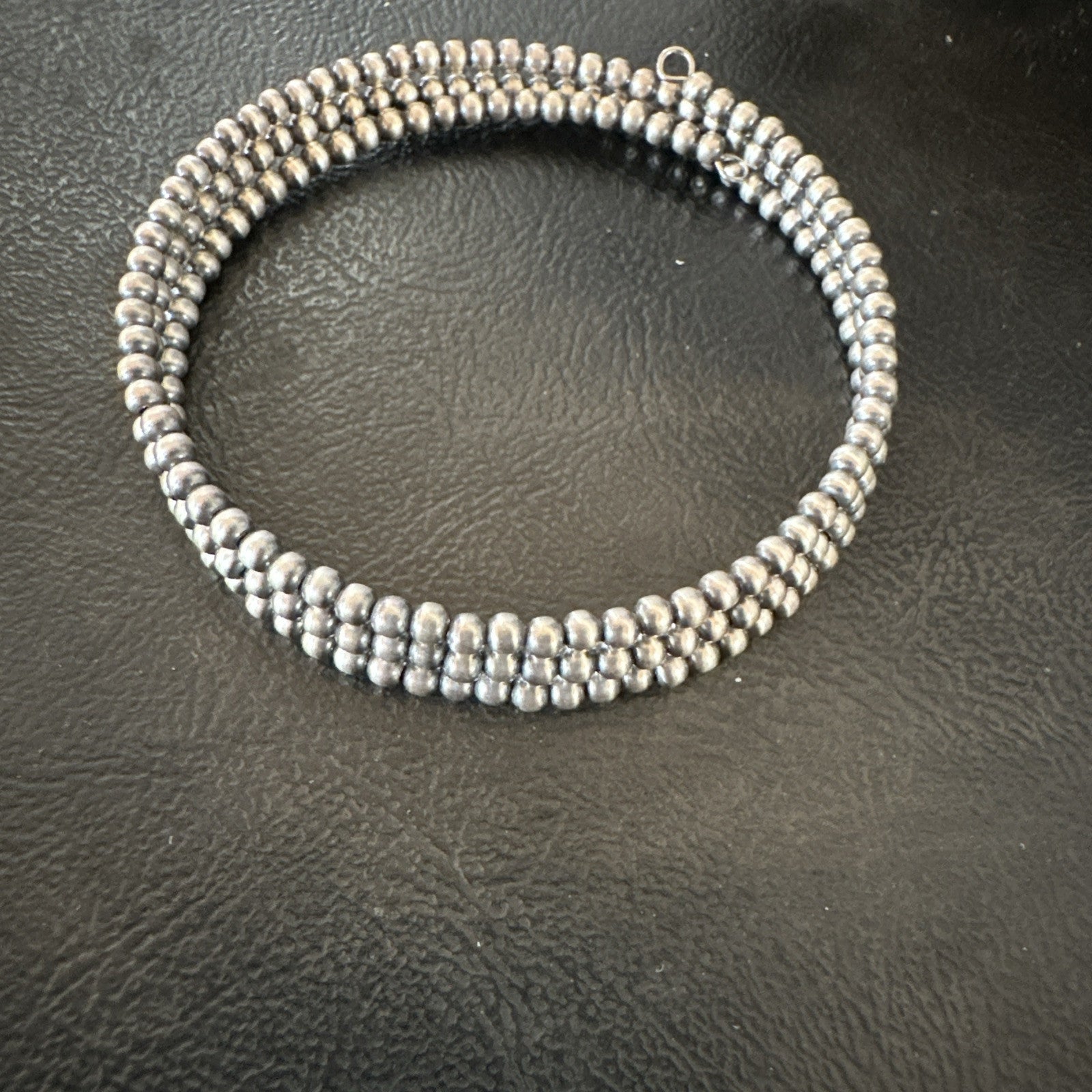Sterling Silver Navajo Pearls 3mm Beads Stainless Steel Wire Wrap Bracelet 90313