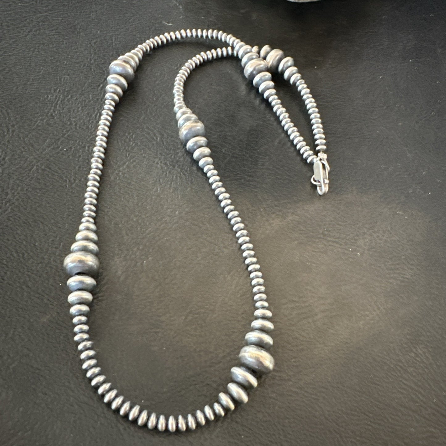 Designer Rondelle Flat Saucer Sterling Silver 20” Necklace 18935
