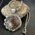 Yazzie Navajo Blue Rustic Turquoise Necklace Pendant | Sterling Silver | Authentic Native American Handmade | 18979