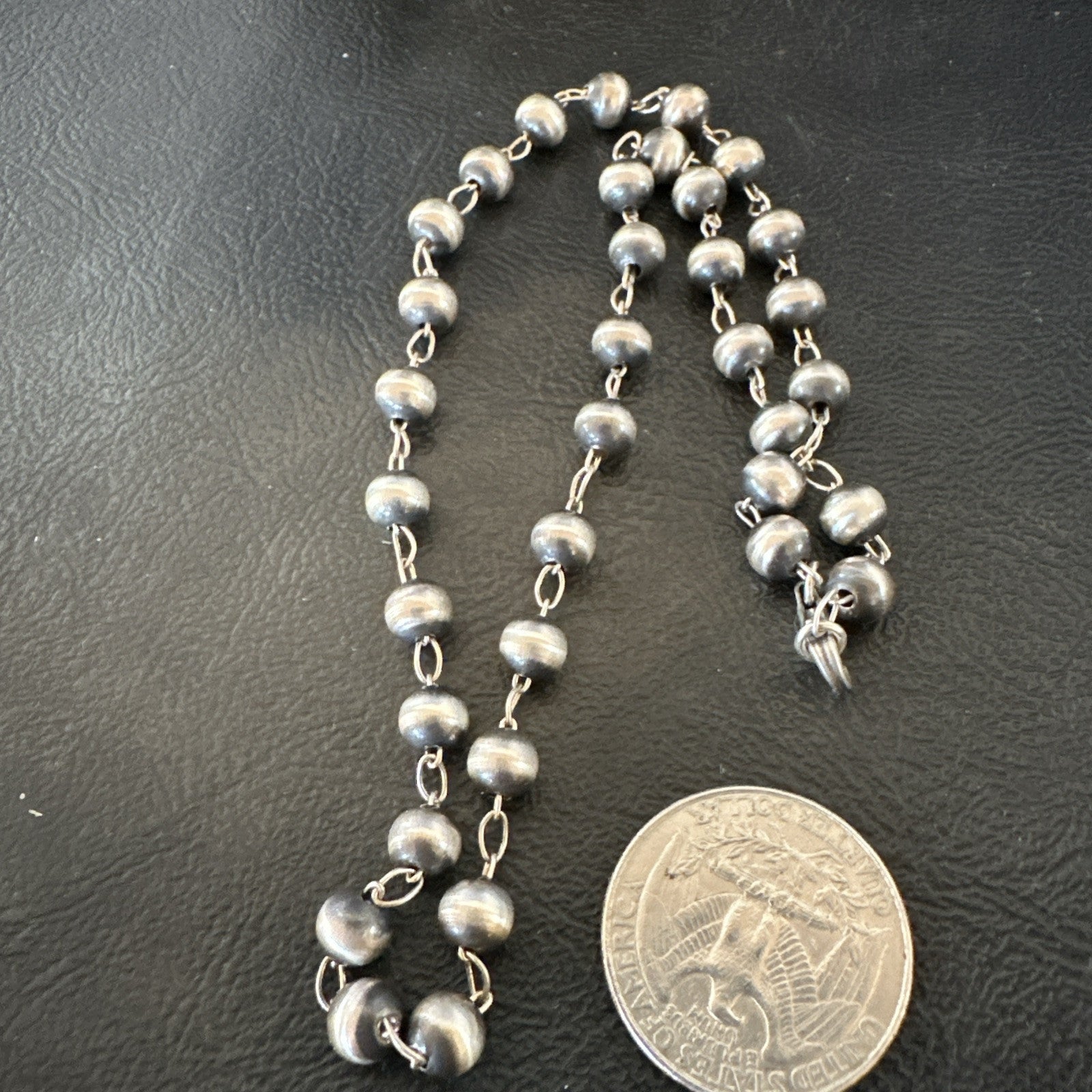 Rosary Bead Sterling Silver Beads Sterling Silver Beads Necklace 6mm 16" 91116
