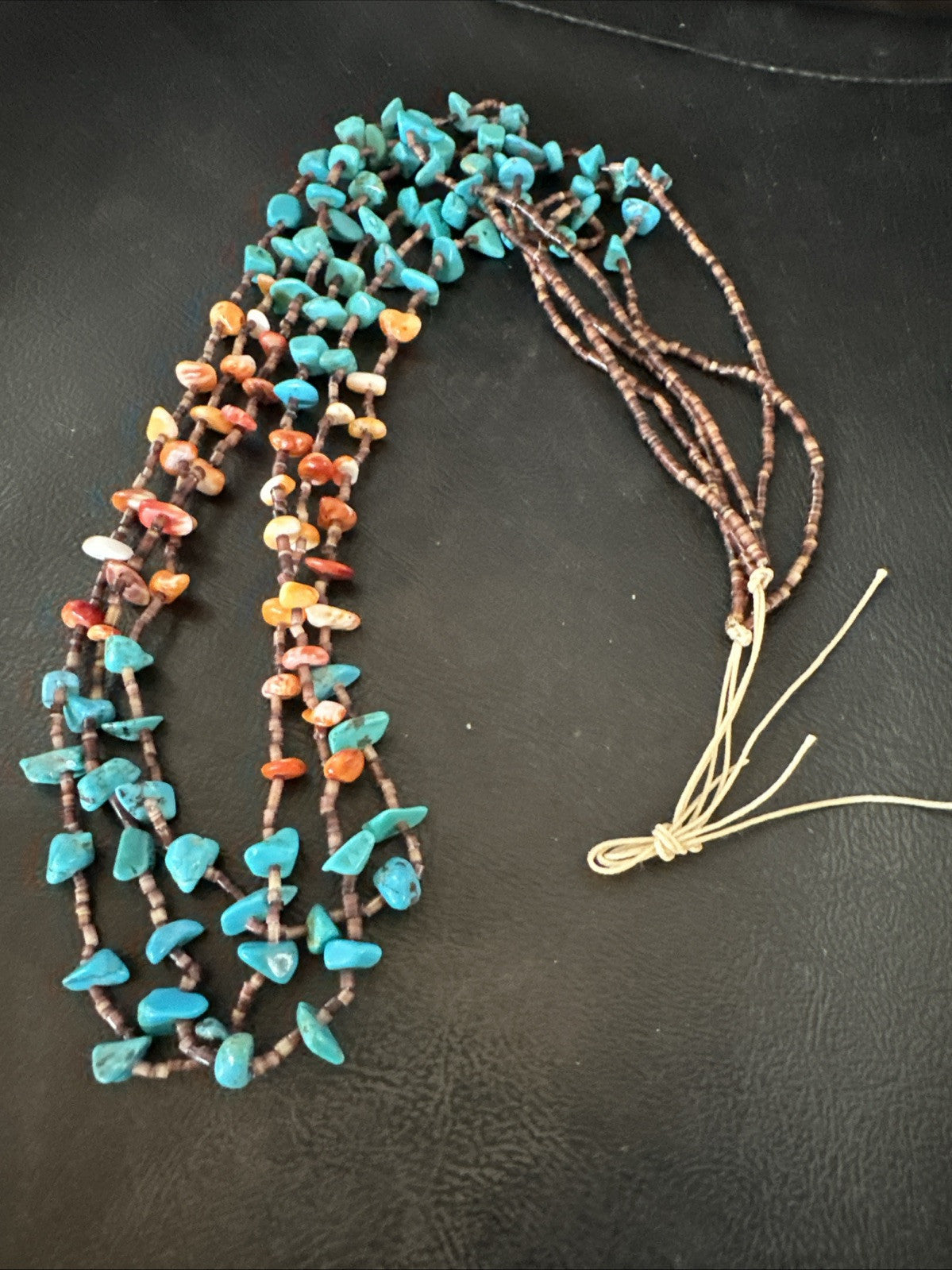 Blue Kingman Turquoise Spiny Shell 3 Strand Santo Domingo Necklace 28" 18893