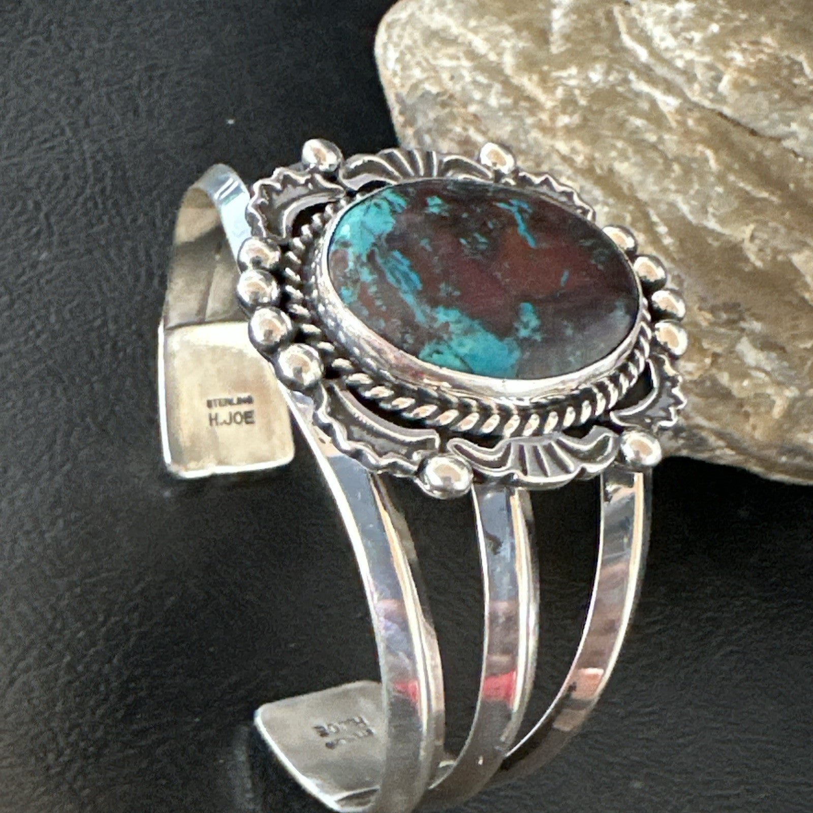 Mens Womens Navajo Sterling Silver Blue Turquoise Cuff Bracelet 18879