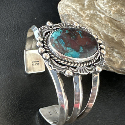 Mens Womens Navajo Sterling Silver Blue Turquoise Cuff Bracelet 18879