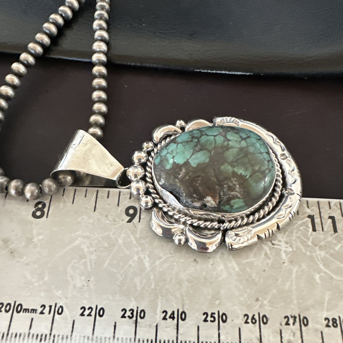 Yazzie Navajo Sterling Silver Blue Rustic Turquoise Necklace Pendant 18967
