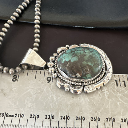 Yazzie Navajo Sterling Silver Blue Rustic Turquoise Necklace Pendant 18967