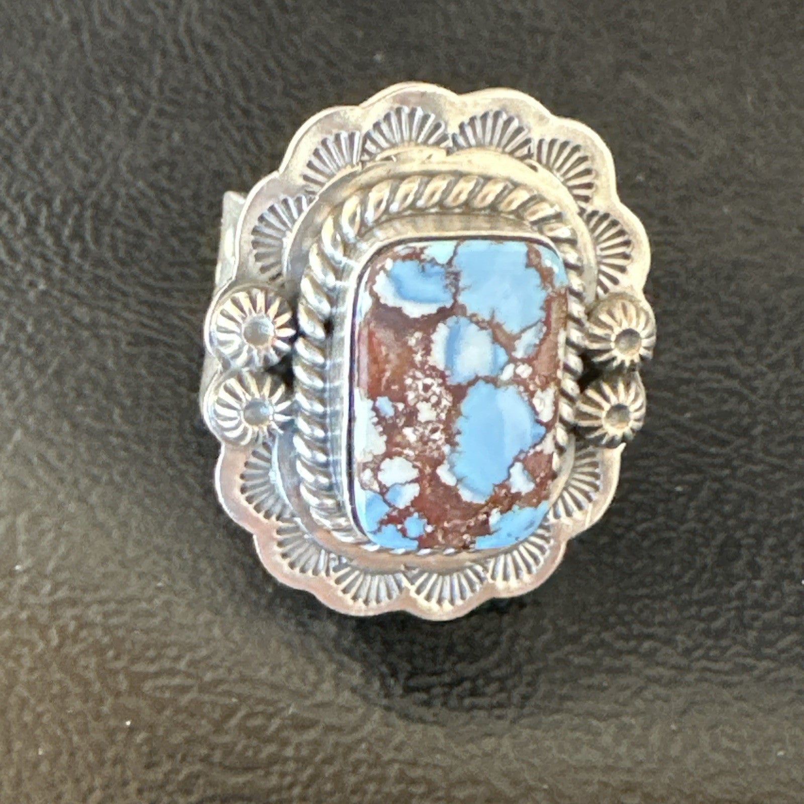 Men Women Golden Hills Turquoise Navajo Sterling Silver Ring Sz 8 18958