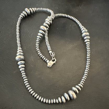 Sterling Silver Beads Rondelle Flat Saucer Sterling Silver 18” Necklace 18934