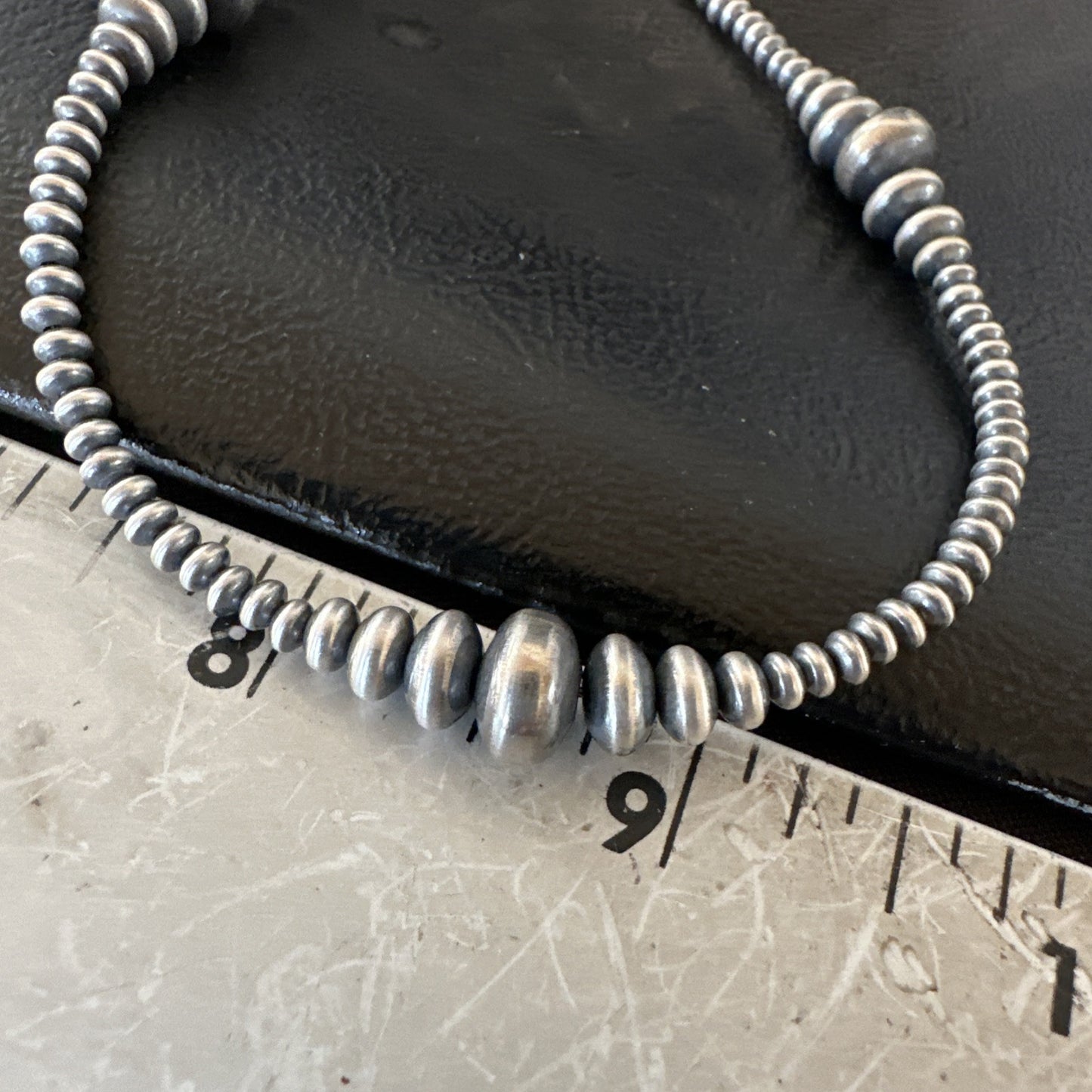 Sterling Silver Beads Rondelle Flat Saucer Sterling Silver 18” Necklace 18934