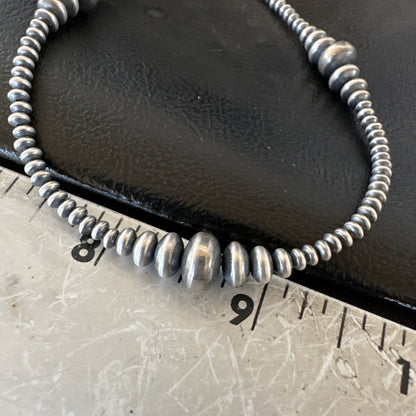 Sterling Silver Beads Rondelle Flat Saucer Sterling Silver 18” Necklace 18934