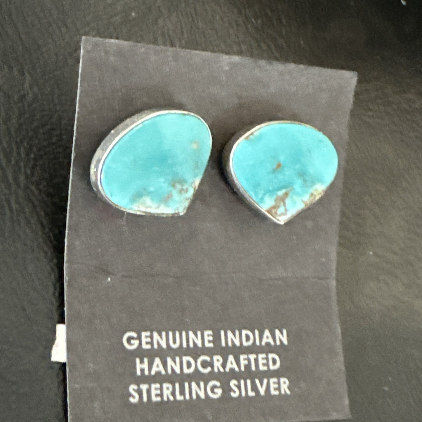 Blue Kingman Turquoise Navajo Sterling Silver Post Stud Earrings 18942