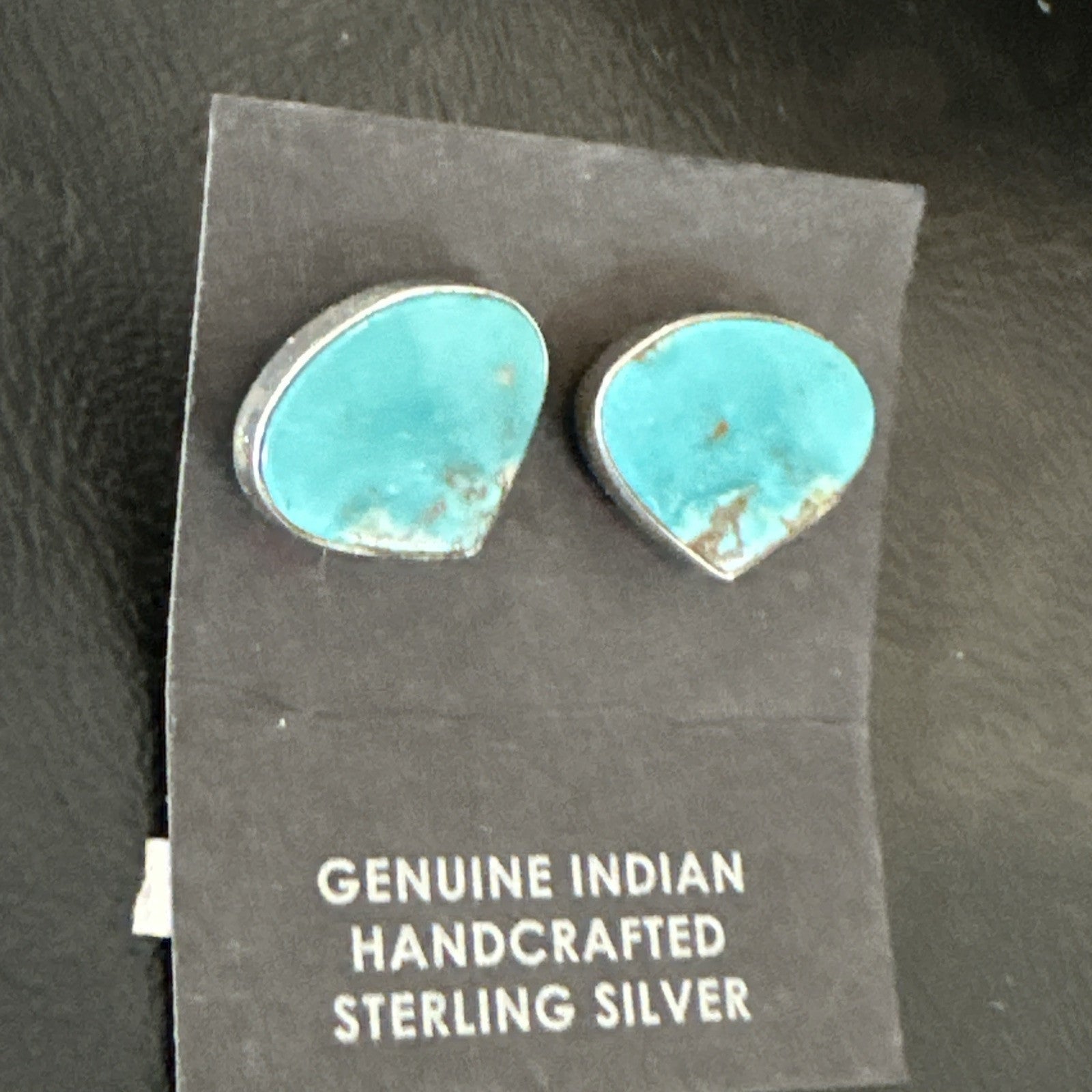 Blue Kingman Turquoise Navajo Sterling Silver Post Stud Earrings 18942