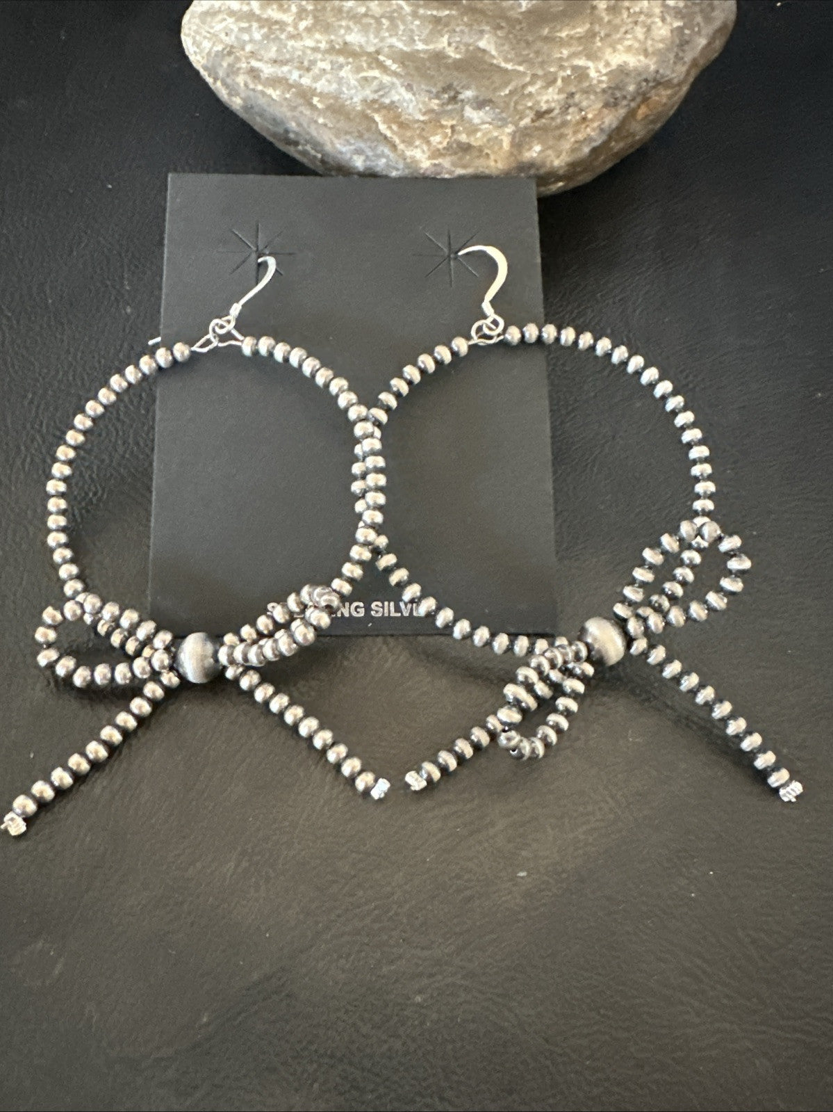 3mm BOW Sterling Silver Beads Stainless Steel Bead Earrings 3” 18927