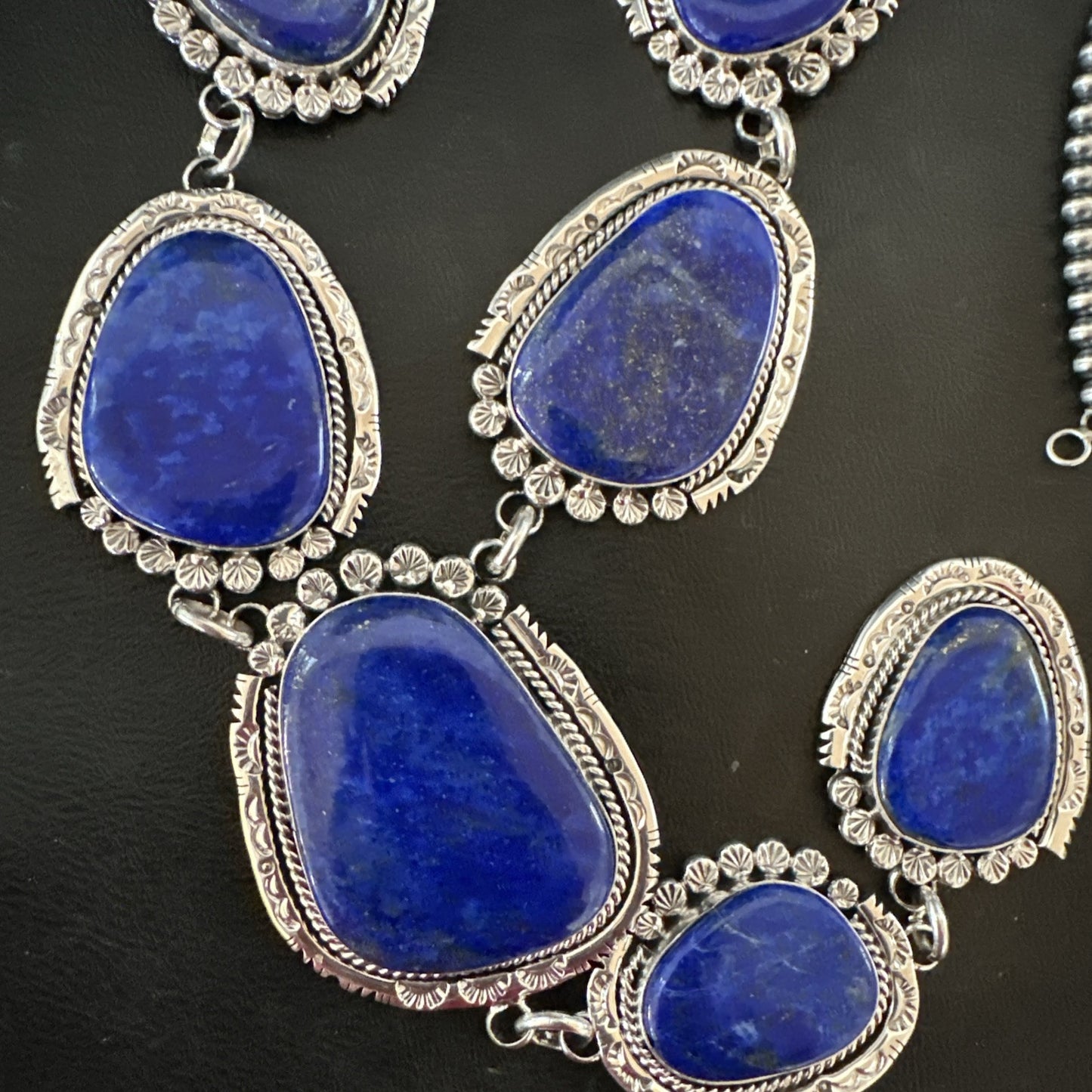 XXL Mens Womens Lapis Lazuli  Sterling Silver Beads Lariat Necklace 29" 18986