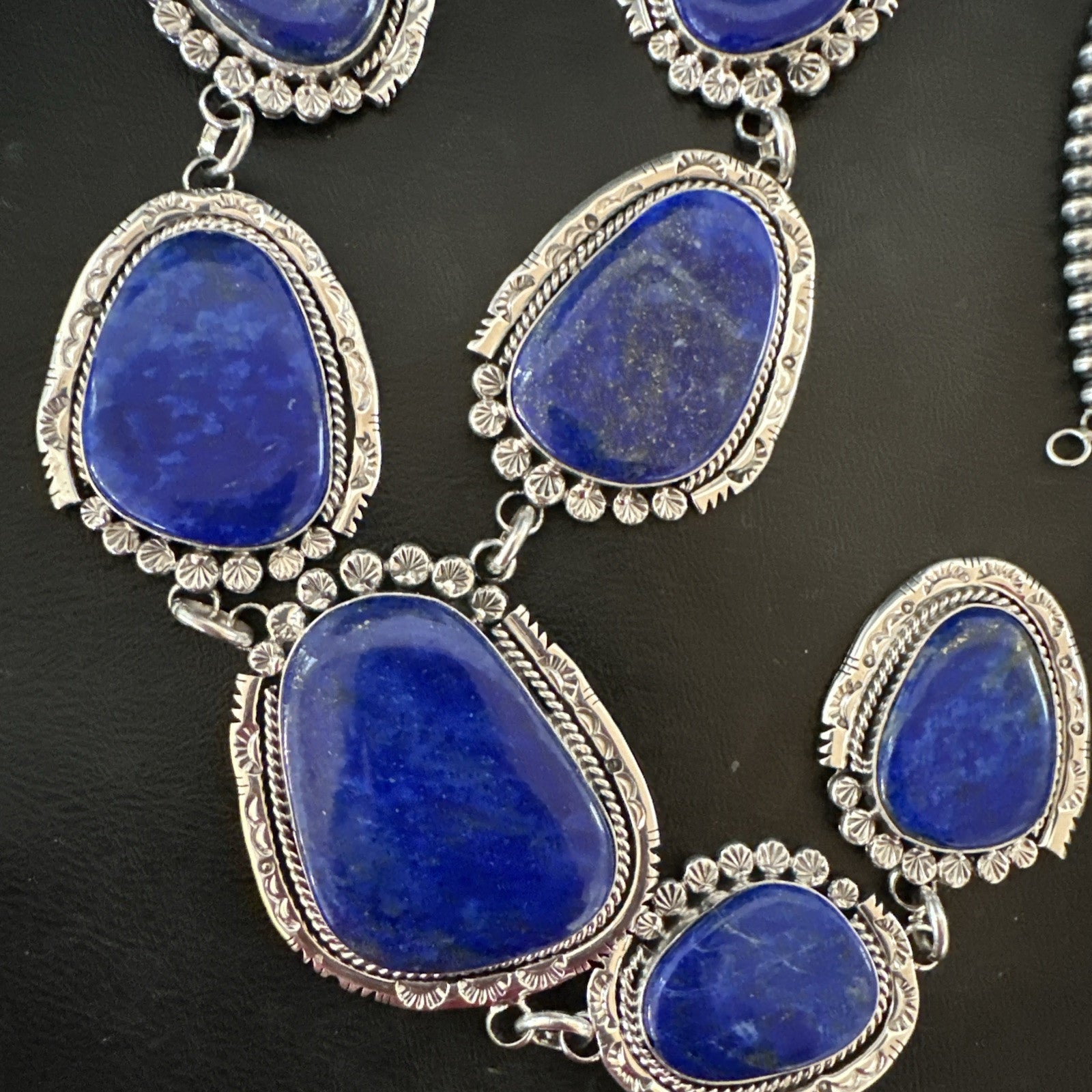 XXL Mens Womens Lapis Lazuli  Sterling Silver Beads Lariat Necklace 29" 18986