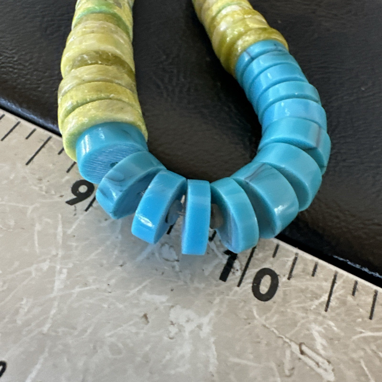 Santo Domingo Blue Turquoise Green Bead Necklace 26" 18907