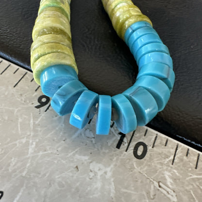 Santo Domingo Blue Turquoise Green Bead Necklace 26" 18907