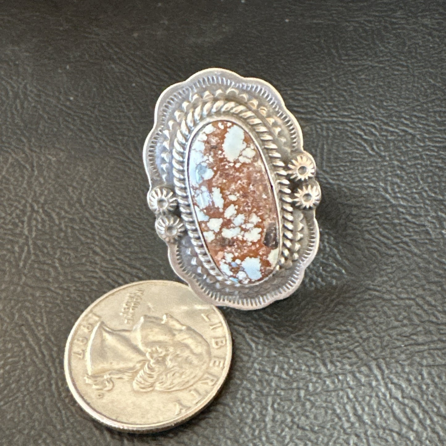 Men Women Golden Hills Turquoise Navajo Sterling Silver Ring Sz 8 18959