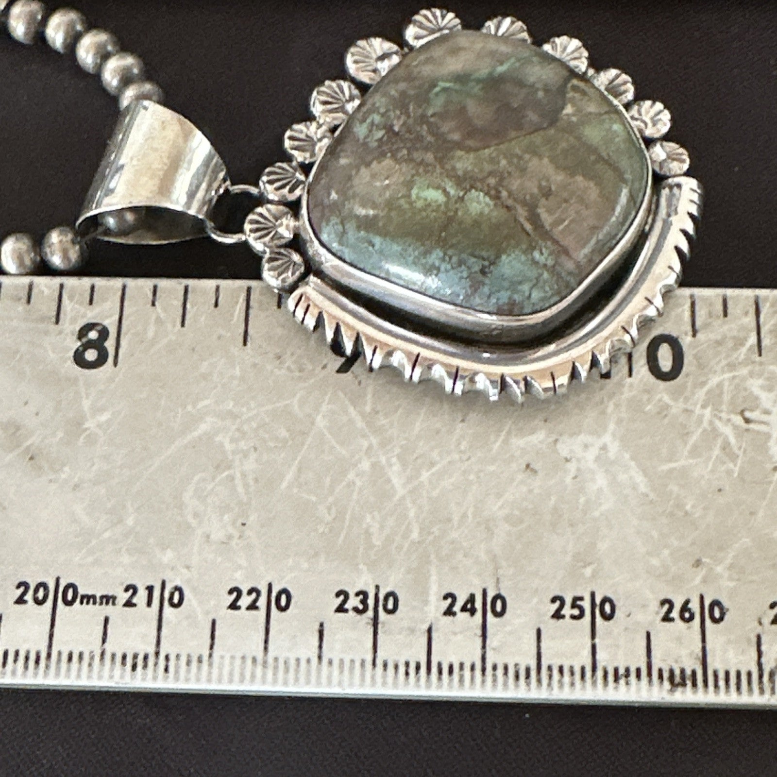 Yazzie Navajo Sterling Silver Blue Rustic Turquoise Necklace Pendant 18972
