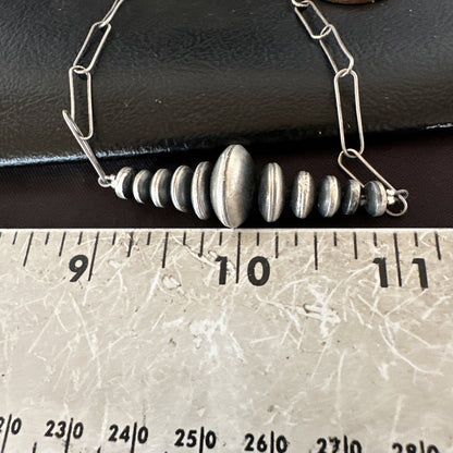 Navajo Rondelle Flat Saucer Beads Sterling Silver Chain Necklace Pendant 18924