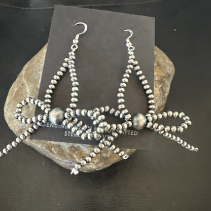 Sterling Silver Beads 3mm BOW Sterling Silver Bead Earrings 2.5” 18926