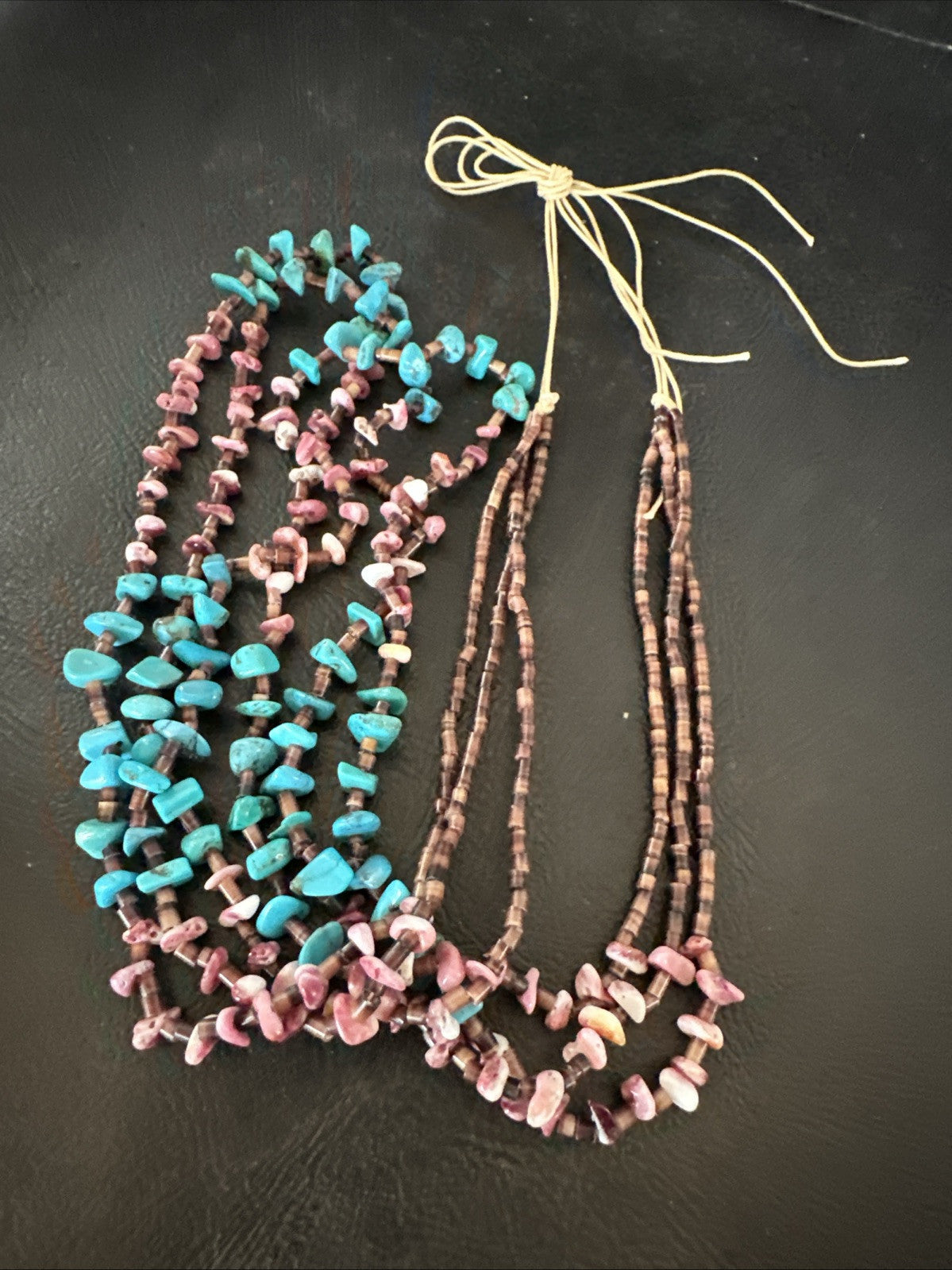 Blue Turquoise Purple Spiny Shell 3 Strand Santo Domingo Necklace 21" 18895