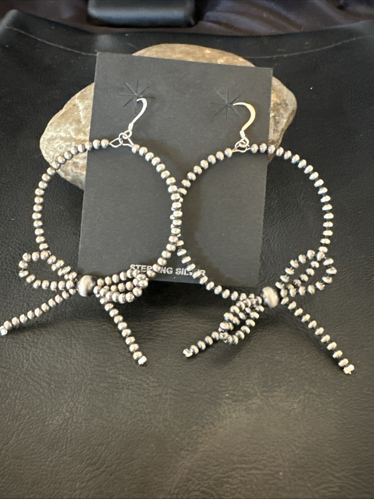 3mm BOW Sterling Silver Beads Stainless Steel Bead Earrings 3” 18927