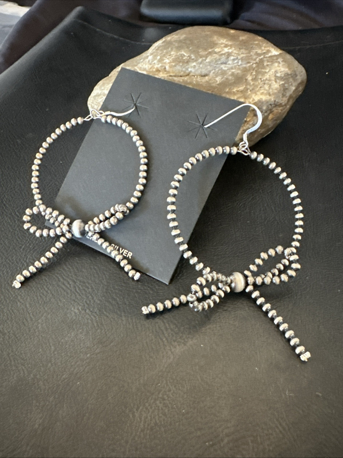 3mm BOW Sterling Silver Beads Stainless Steel Bead Earrings 3” 18927