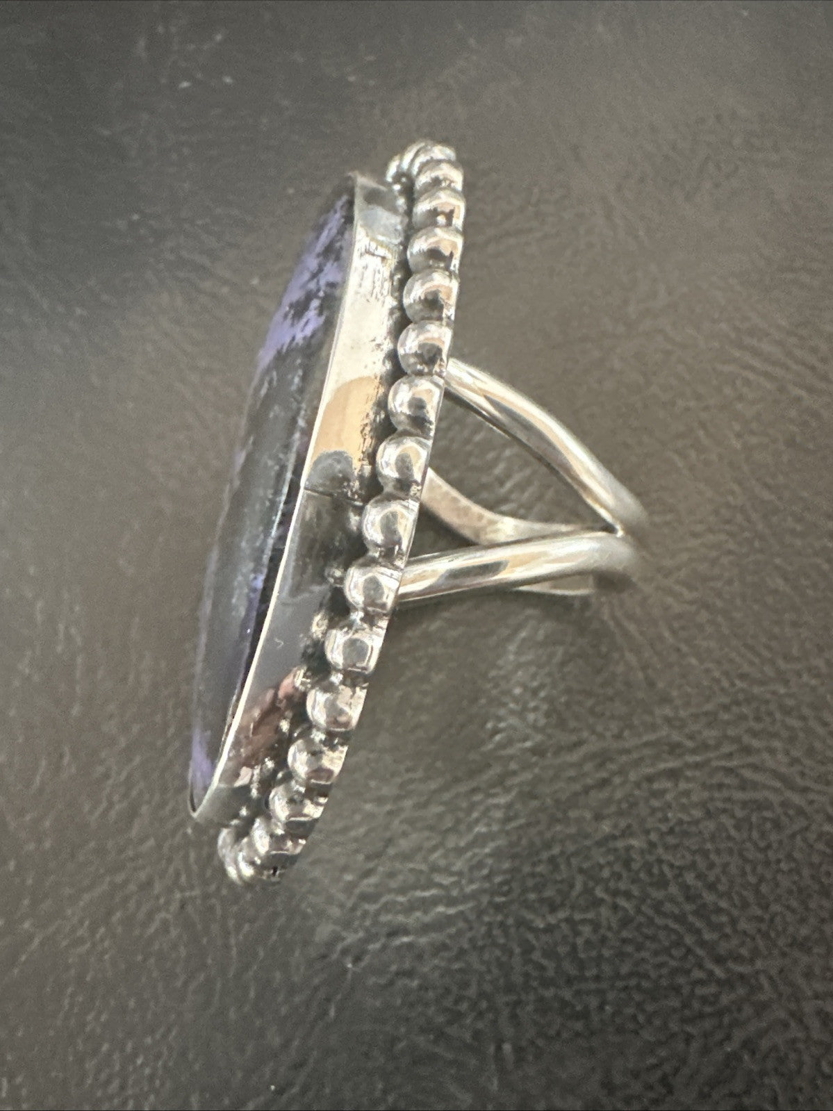 H Joe Purple Charoite Navajo Sterling Silver Oval Ring Size 7.5 18963