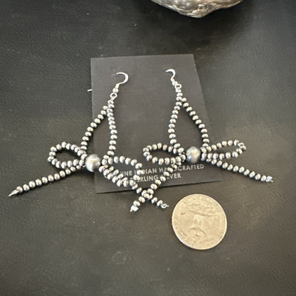 Sterling Silver Beads 3mm BOW Sterling Silver Bead Earrings 2.5” 18926
