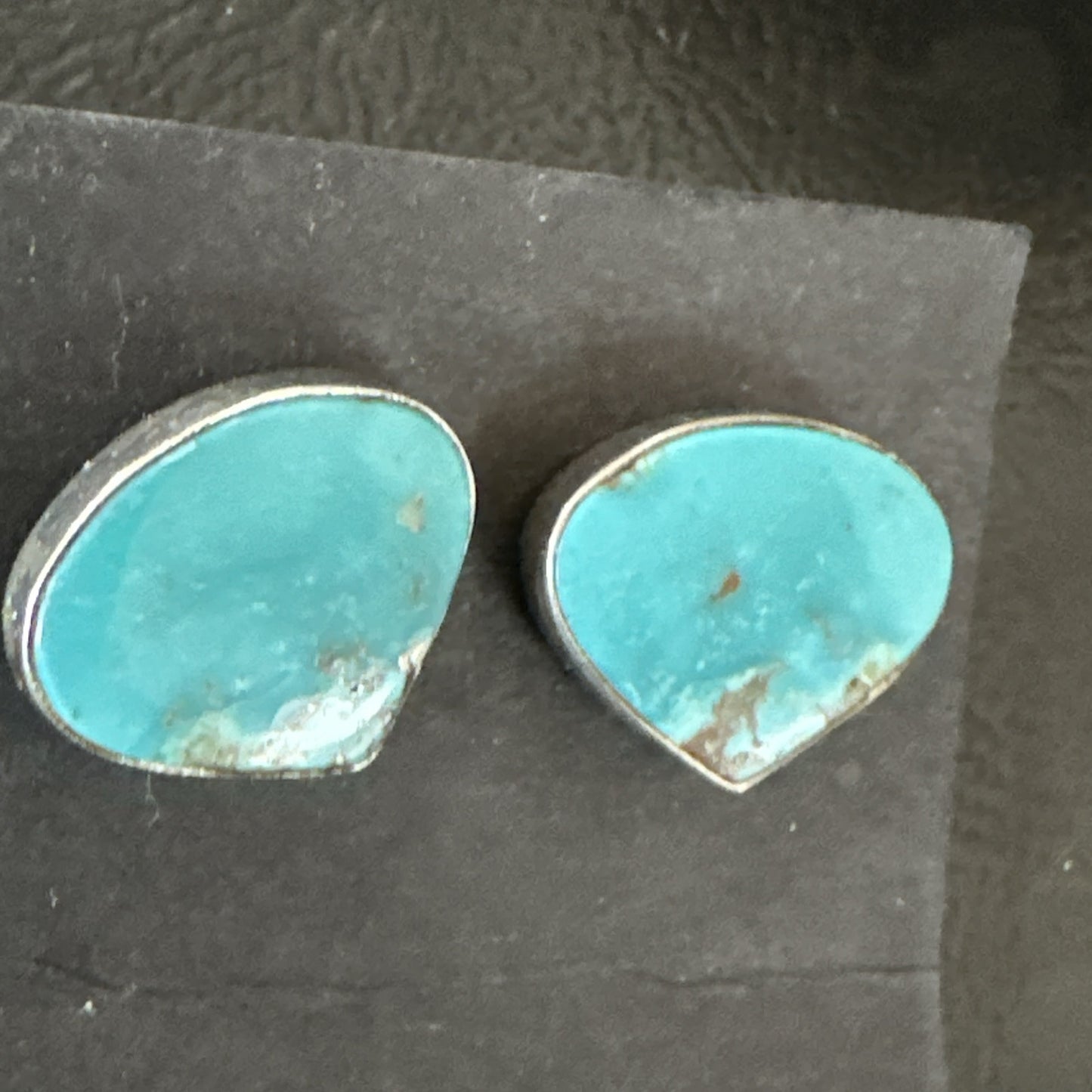 Blue Kingman Turquoise Navajo Sterling Silver Post Stud Earrings 18942