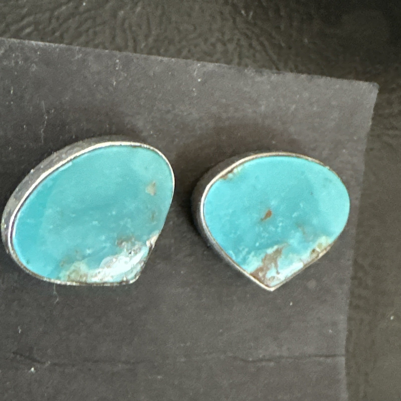 Blue Kingman Turquoise Navajo Sterling Silver Post Stud Earrings 18942