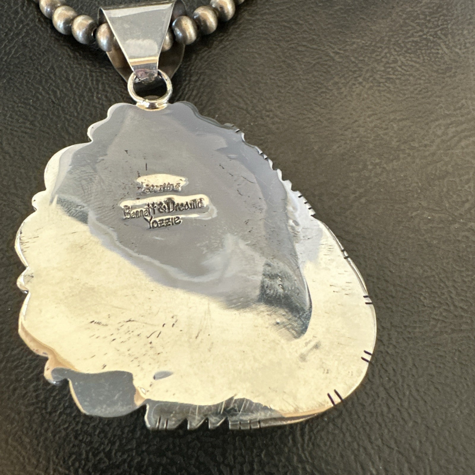 Yazzie Navajo Sterling Silver Blue Rustic Turquoise Necklace Pendant 18968