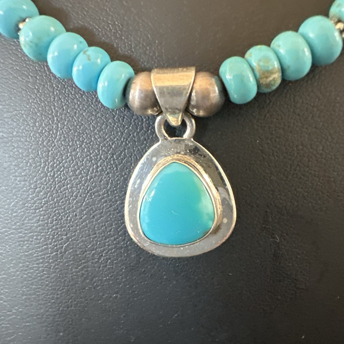 WoMens Blue Kingman Turquoise Pendant Navajo Sterling Silver Necklace 21" 18940