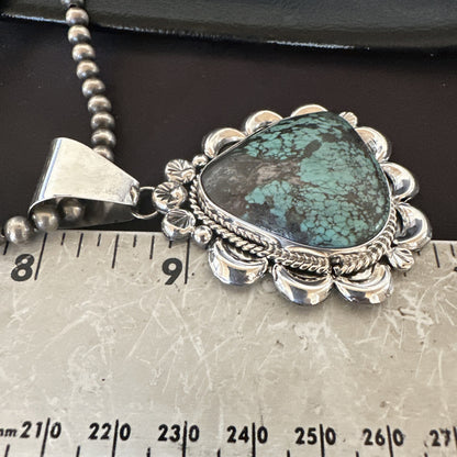 Yazzie Navajo Sterling Silver Blue Spiderweb Turquoise Necklace Pendant 18966