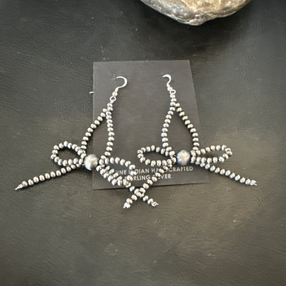 Sterling Silver Beads 3mm BOW Sterling Silver Bead Earrings 2.5” 18926
