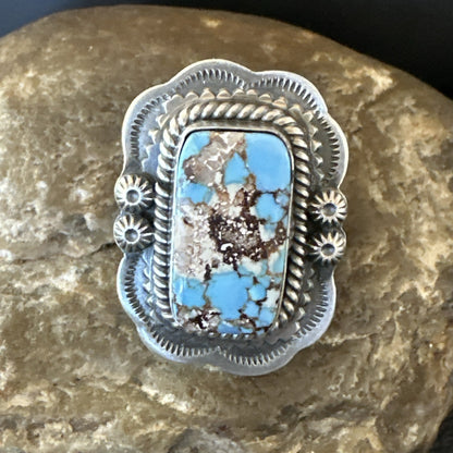 Men Women Golden Hills Turquoise Navajo Sterling Silver Ring Sz 8 18957