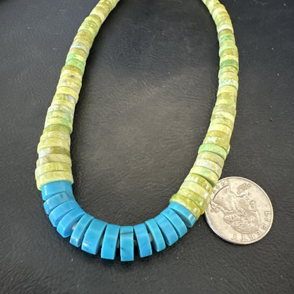 Santo Domingo Blue Turquoise Green Bead Necklace 26" 18907