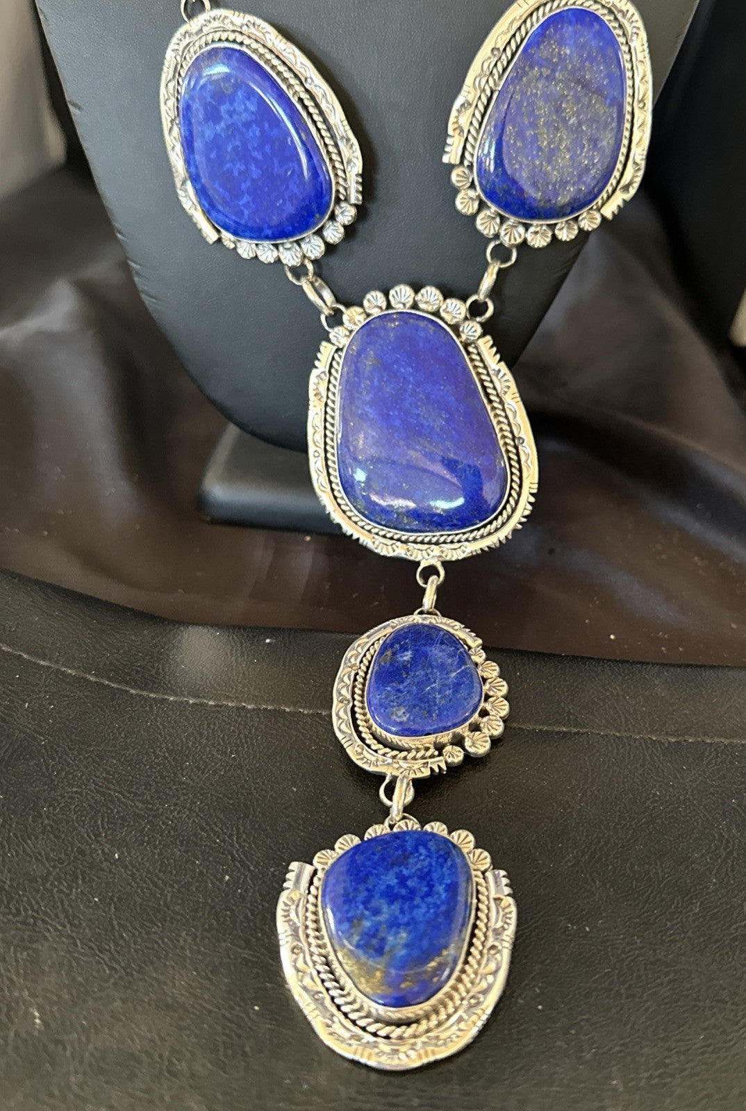XXL Mens Womens Lapis Lazuli  Sterling Silver Beads Lariat Necklace 29" 18986