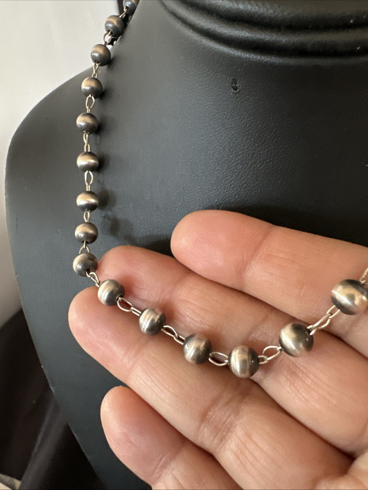 Rosary Bead Sterling Silver Beads Sterling Silver Beads Necklace 6mm 16" 91116