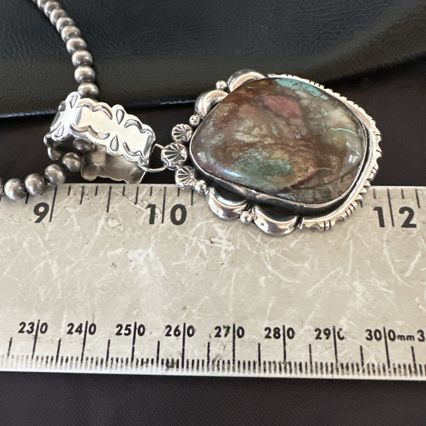 Yazzie Navajo Sterling Silver Blue Rustic Turquoise Necklace Pendant 18996