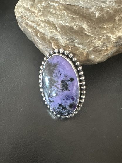 H Joe Purple Charoite Navajo Sterling Silver Oval Ring Size 7.5 18963