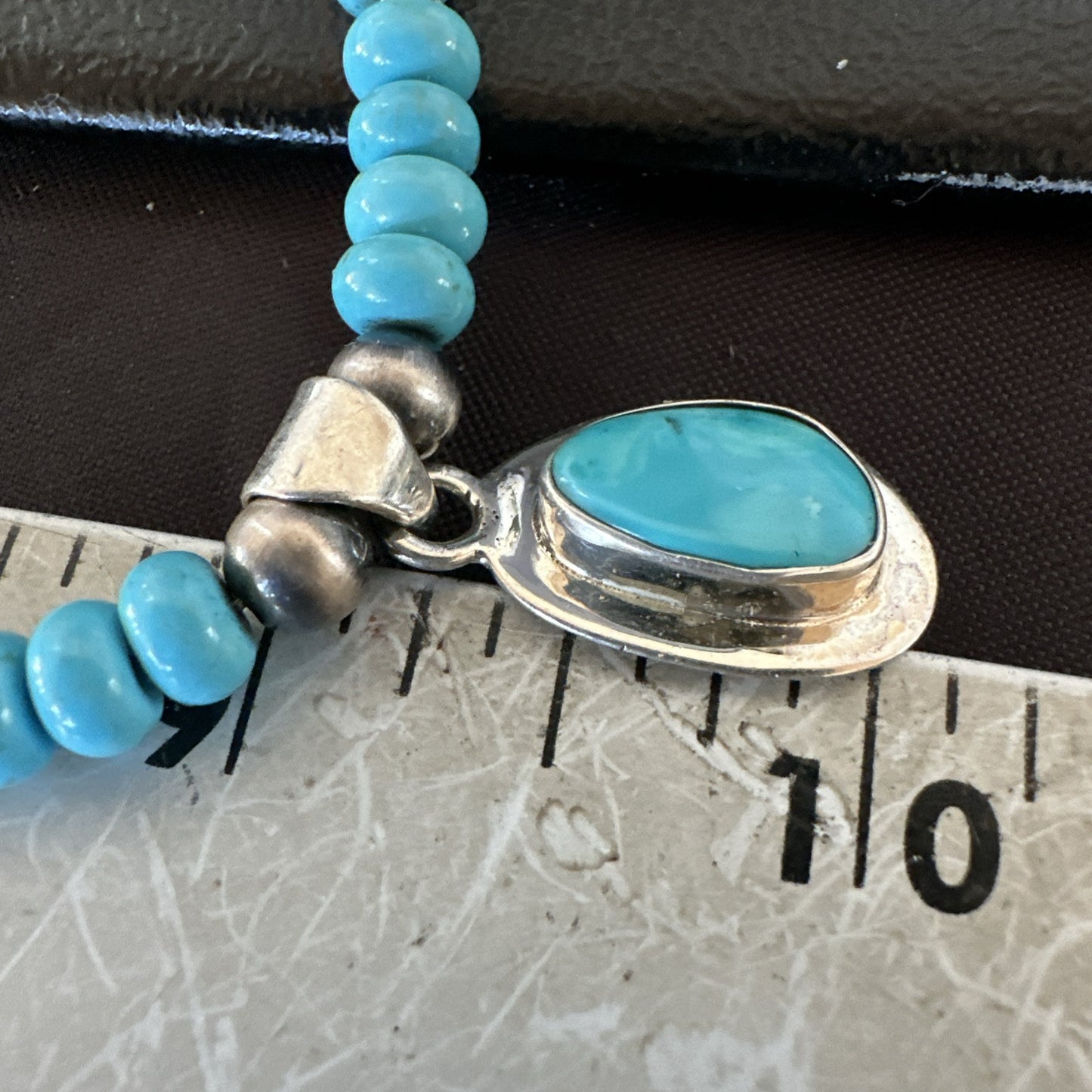WoMens Blue Kingman Turquoise Pendant Navajo Sterling Silver Necklace 21" 18939