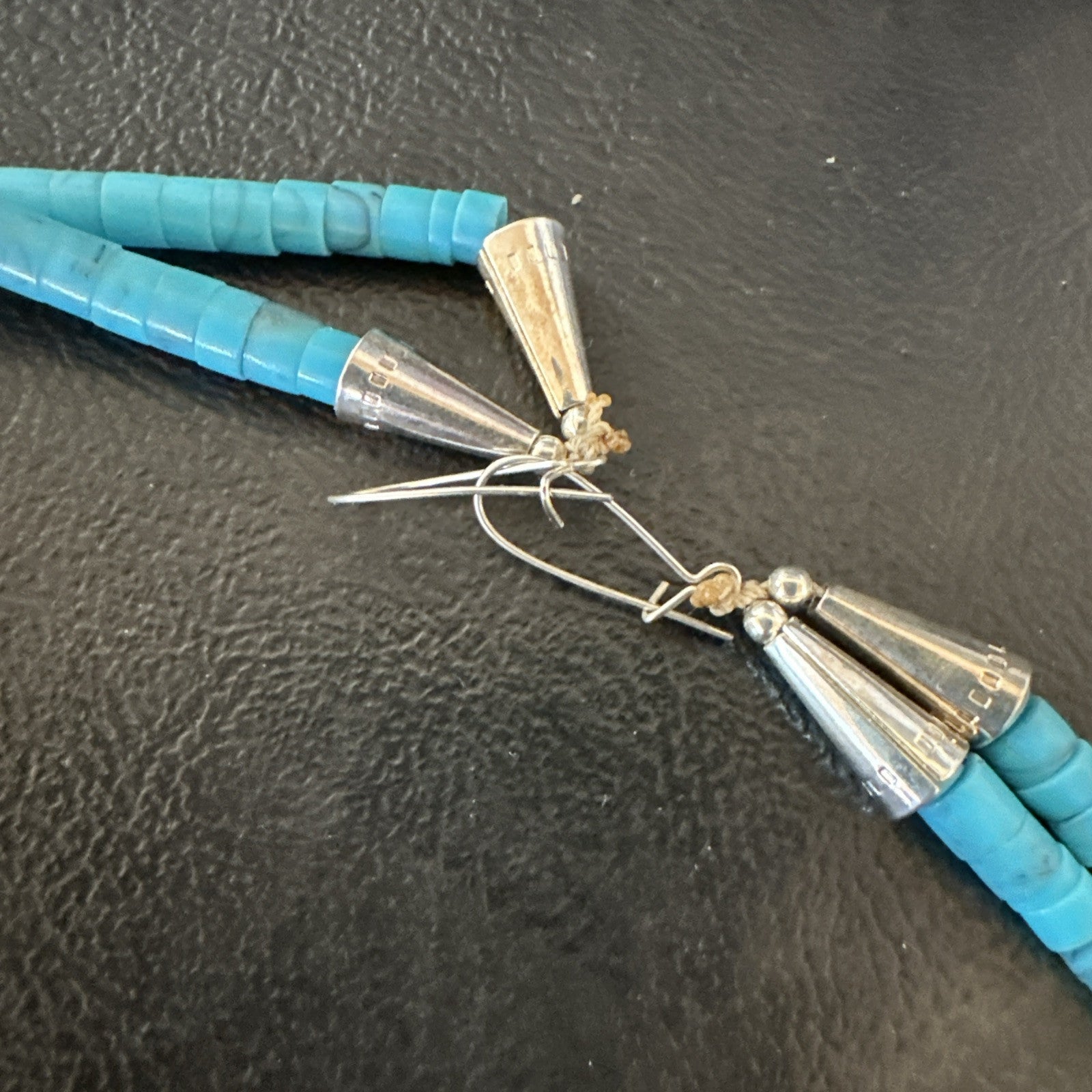 Long Blue Turquoise White Santo Domingo Sterling Silver Dangle Earrings 5" 18899